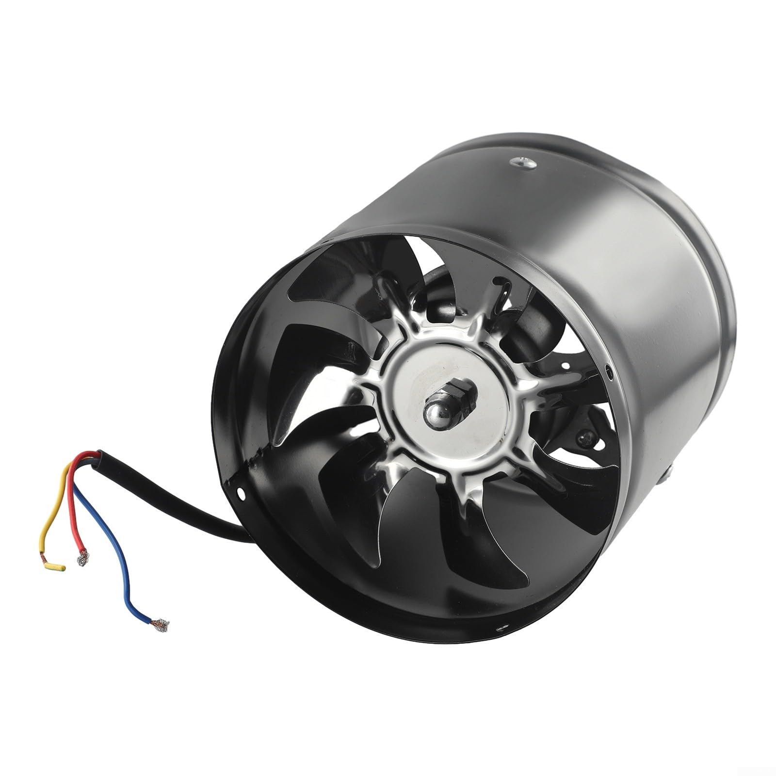 Ventilador de tubo de 150 mm, carcasa de metal, silencioso, 200 – 600 m³/h, 40 W, para cocina, baño, taller, garaje, industrial, aspiración (negro)