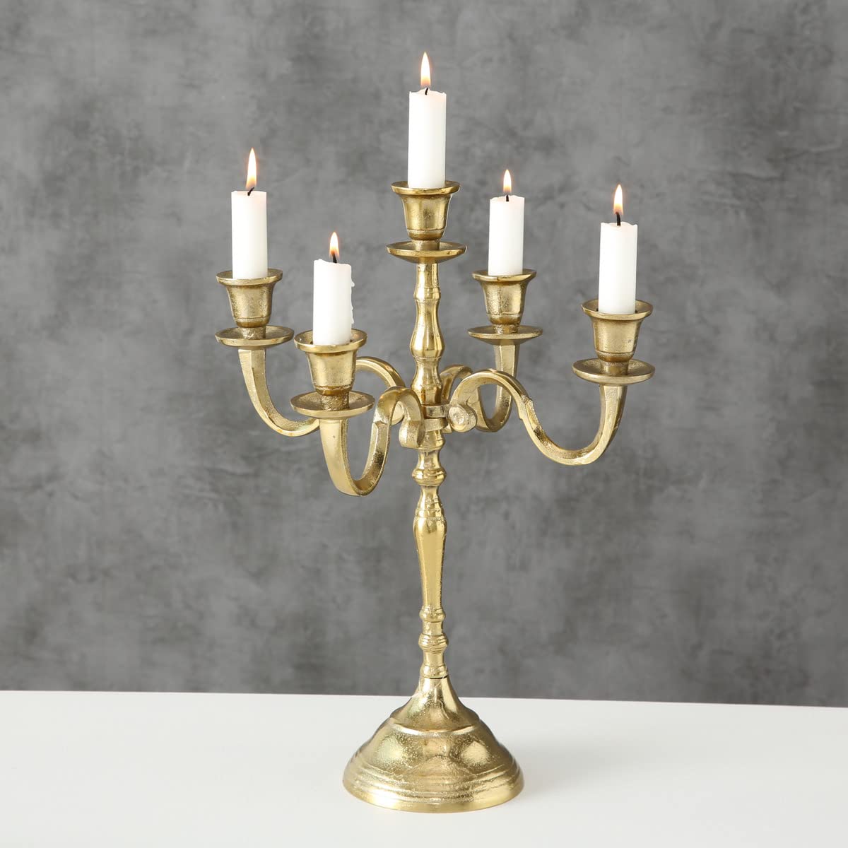 Boltze Victoria - Portacandela in alluminio e oro, 40 cm