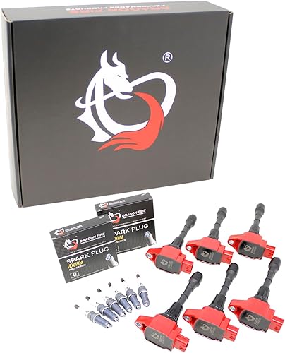 Miniatura 1 de DRAGON FIRE PERFORMANCE Power Pack Kit de 6 bobinas de encendido y bujías IRIDIUM compatibles con Nissan Pathfinder Murano 350z Altima Maxima