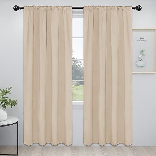 Miniatura 107 de Easy-Going Cortinas opacas con bolsillo para barra para dormitorio, cortinas de ventana para oscurecer la habitación para sala de estar, cortinas de