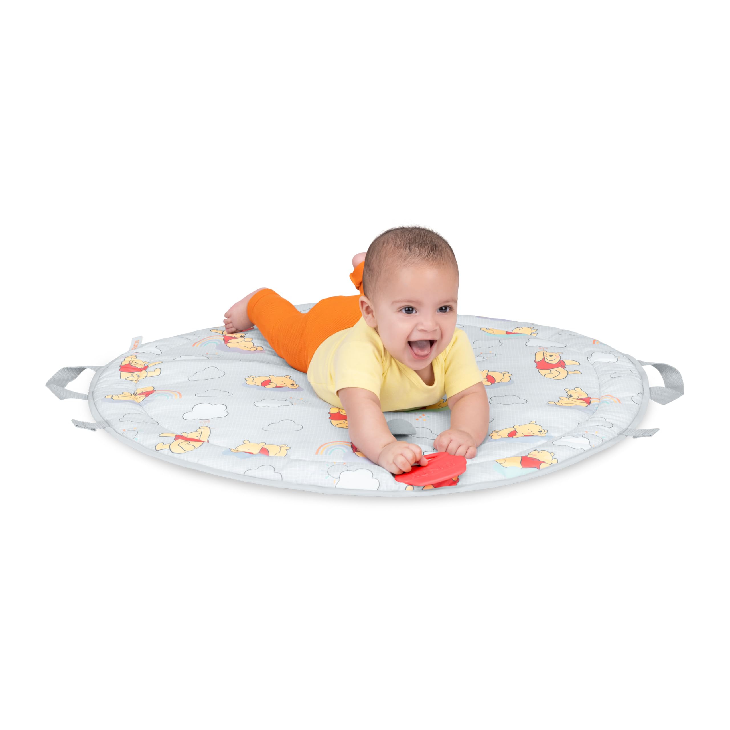 Bright Starts Disney Baby Winnie The Pooh Hunny Hangout Gimnasio de Actividades para bebé, cojín para el Tiempo Boca Abajo y Manta Reversible, 5 Juguetes incluidos, Unisex, Desde recién Nacido