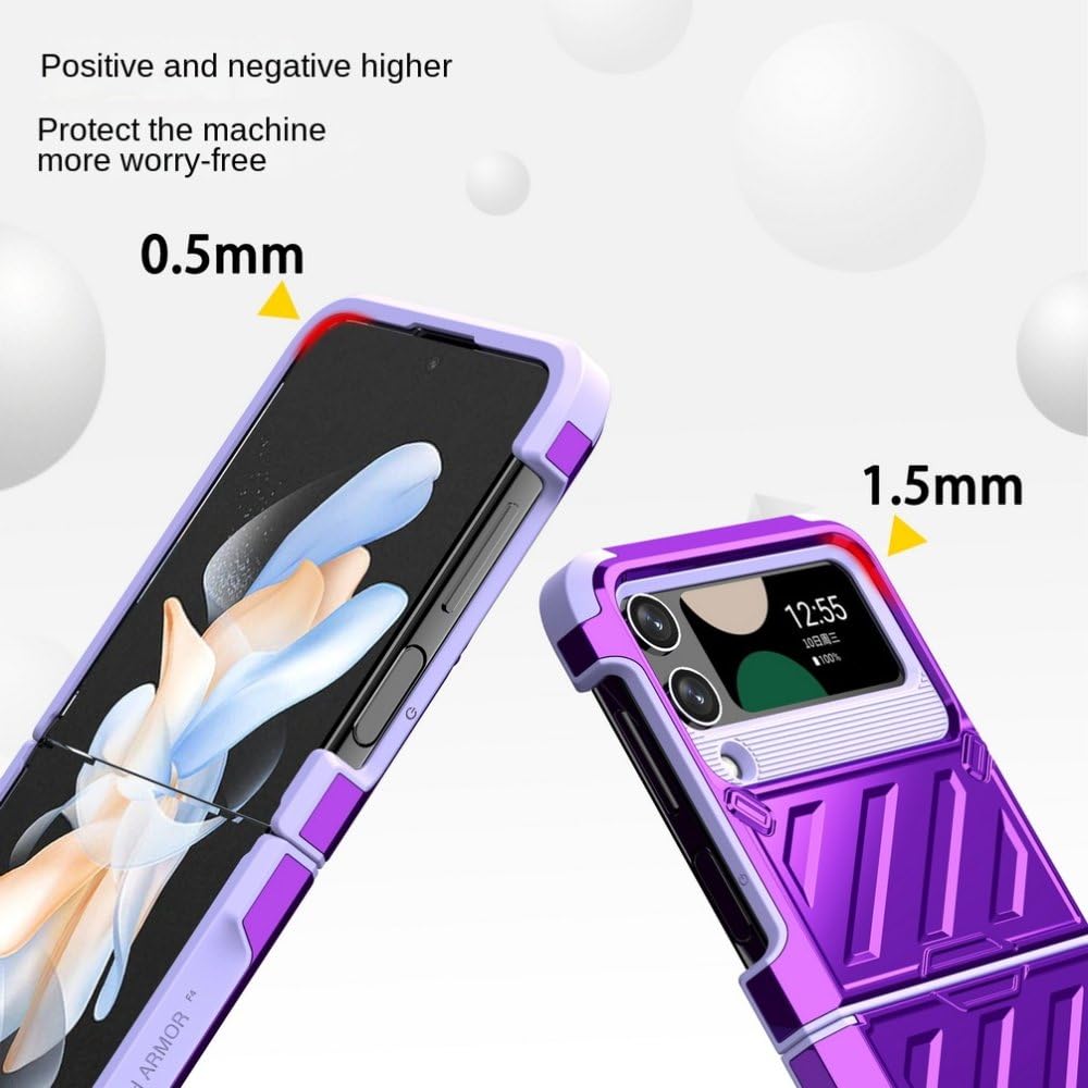 Składany futerał na telefon na zawiasach do Samsung Z Flip 5 Galaxy Z Flip 4 Z Flip 3 Powłoka 2 w 1 obsługuje pokrywę ładowania, fioletowa, do Z Flip 4