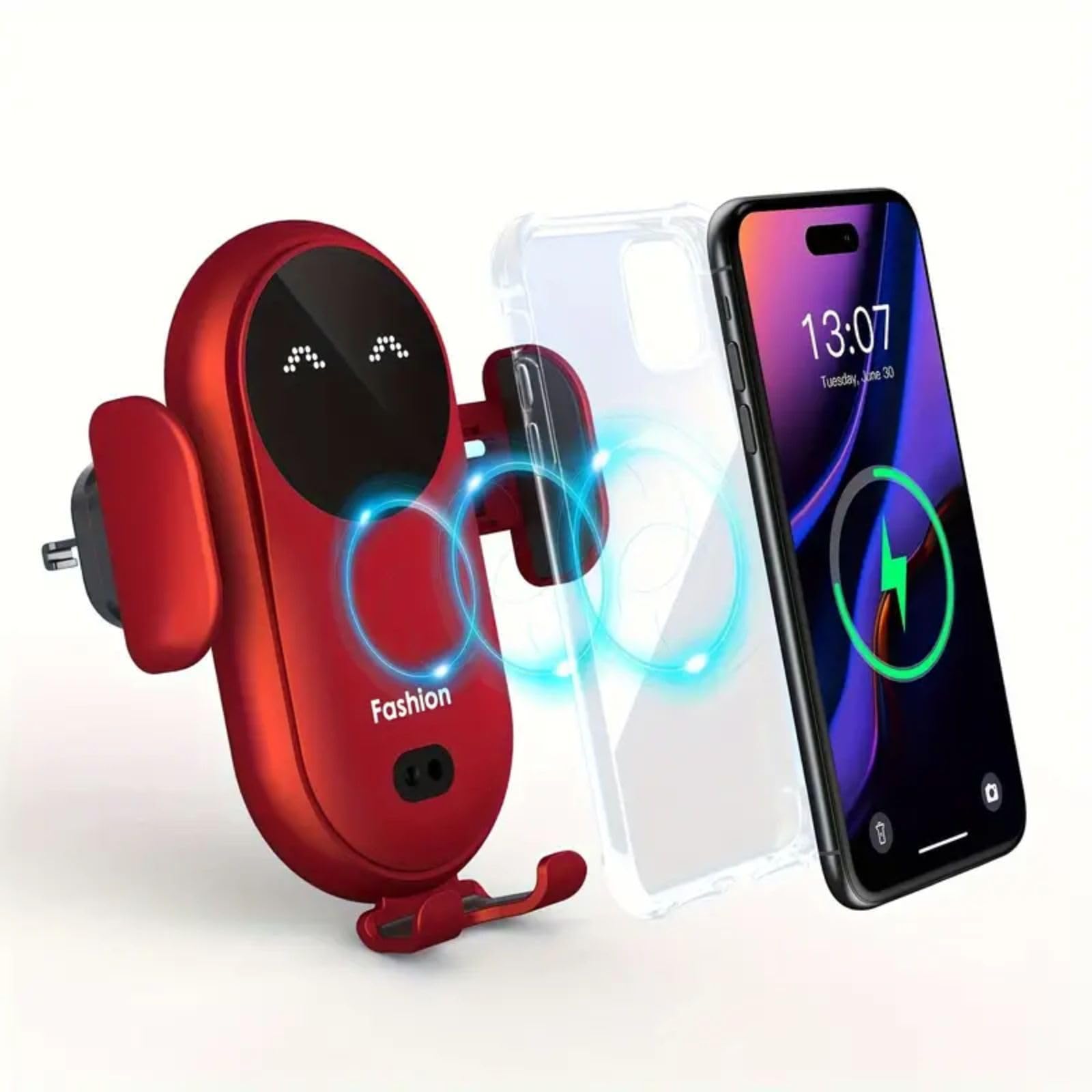 Supporto per telefono da auto da 15 W, caricatore wireless a induzione, blocco automatico intelligente, supporto per caricabatterie da auto wireless, supporto per presa d'aria, per iPhone 15 14 13 12