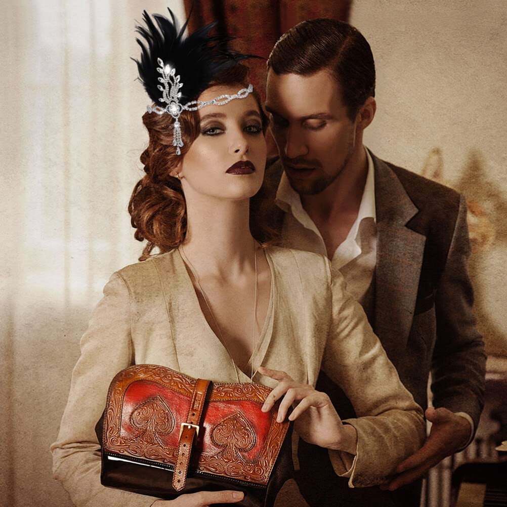 FRCOLOR 1920s Flapper Headpiece Headband Roaring 20s Rhiestones Headdress for Bridal Women Tea Party Prom Halloween Christmas Elegant Jewelry - Image 2