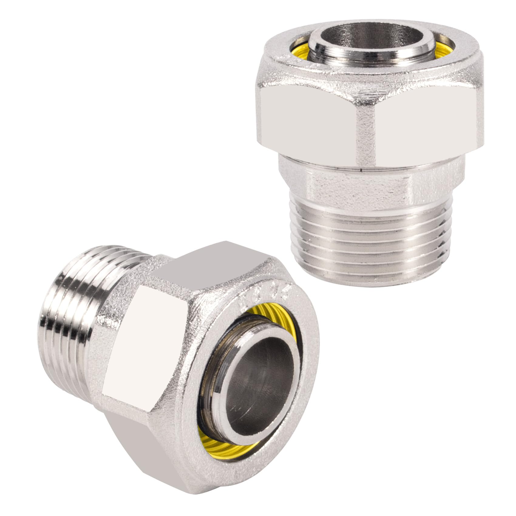 Photo 1 of 2 Pcs 3/4"×3/4" Air Line Fittings for Rapid Air System, Air Hose Fittings 3/4 Inch Straight Fittings Fit for Shop/Garage Compressed Air Piping, Brass-Nickel Plated, 200psi Working Pressure