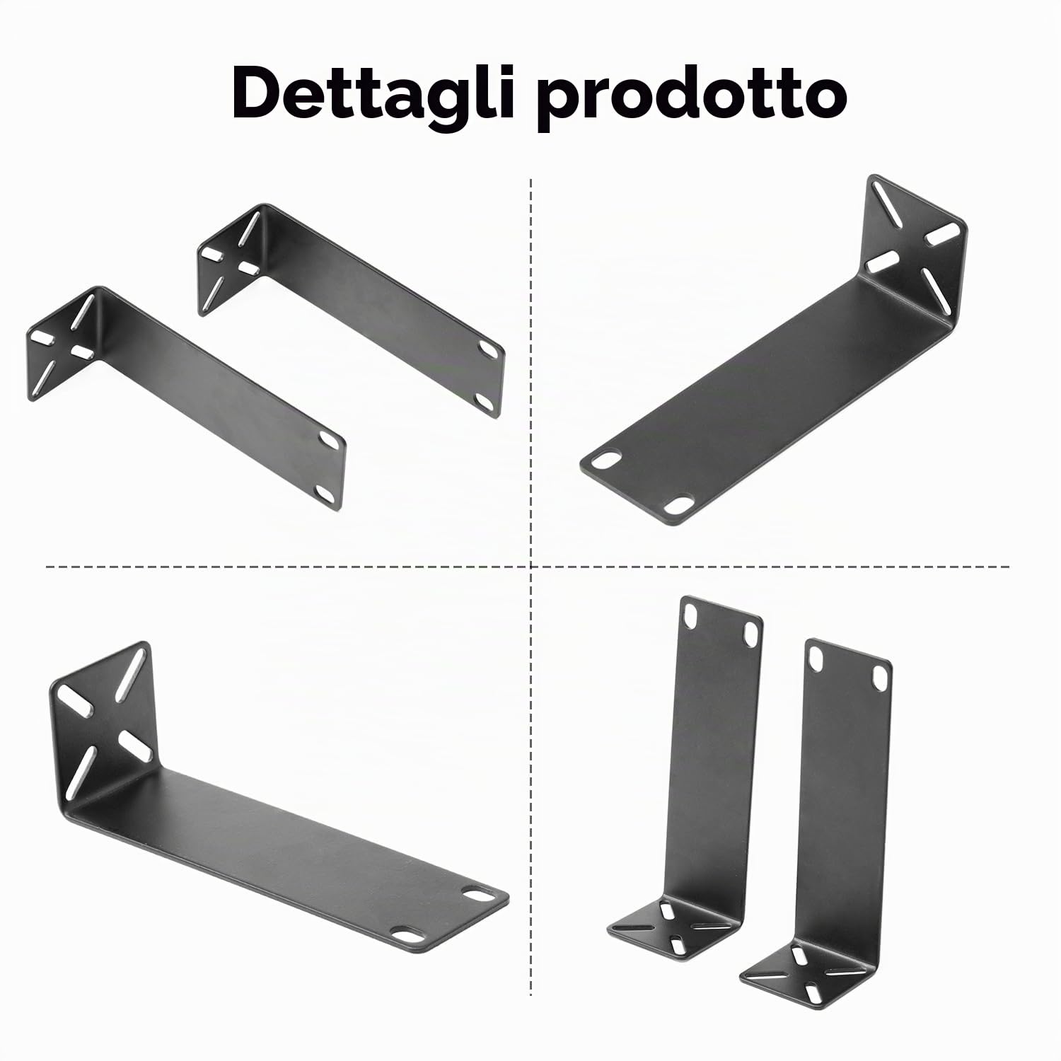 MokerLink Kit di montaggio a rack per switch da 20,1 cm, distanza del foro regolabile 14-30 mm, montare un rack da 7,9 pollici di larghezza a 19 attrezzature, compatibile per Netgear, Cisco, HP,