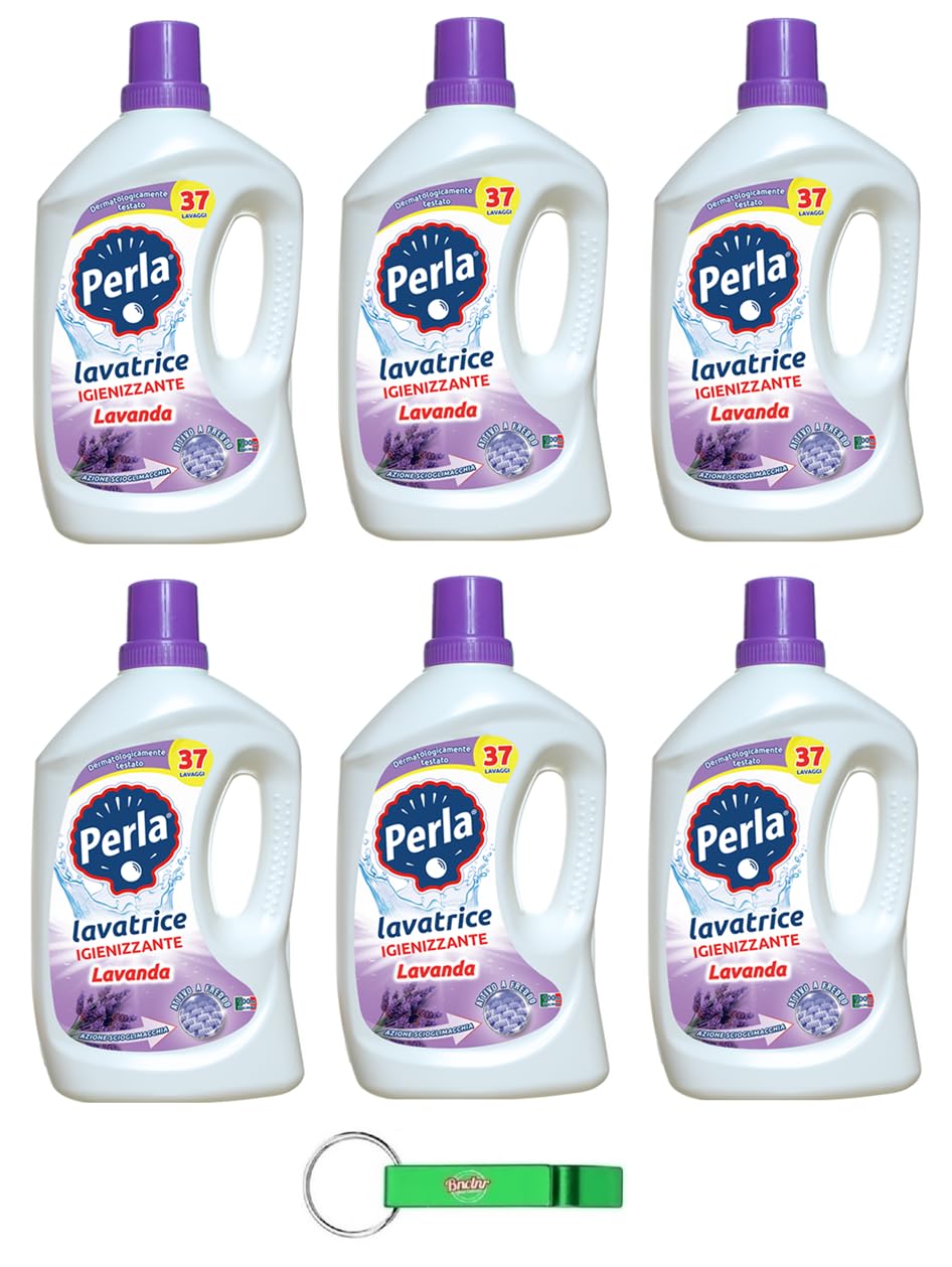 6 x Detersivo Lavatrice Lavanda Per Bucato - Detergente líquido para lavadoras, aroma a lavanda, 37 lavados, 1850 ml + llavero Beni Culinari gratuito