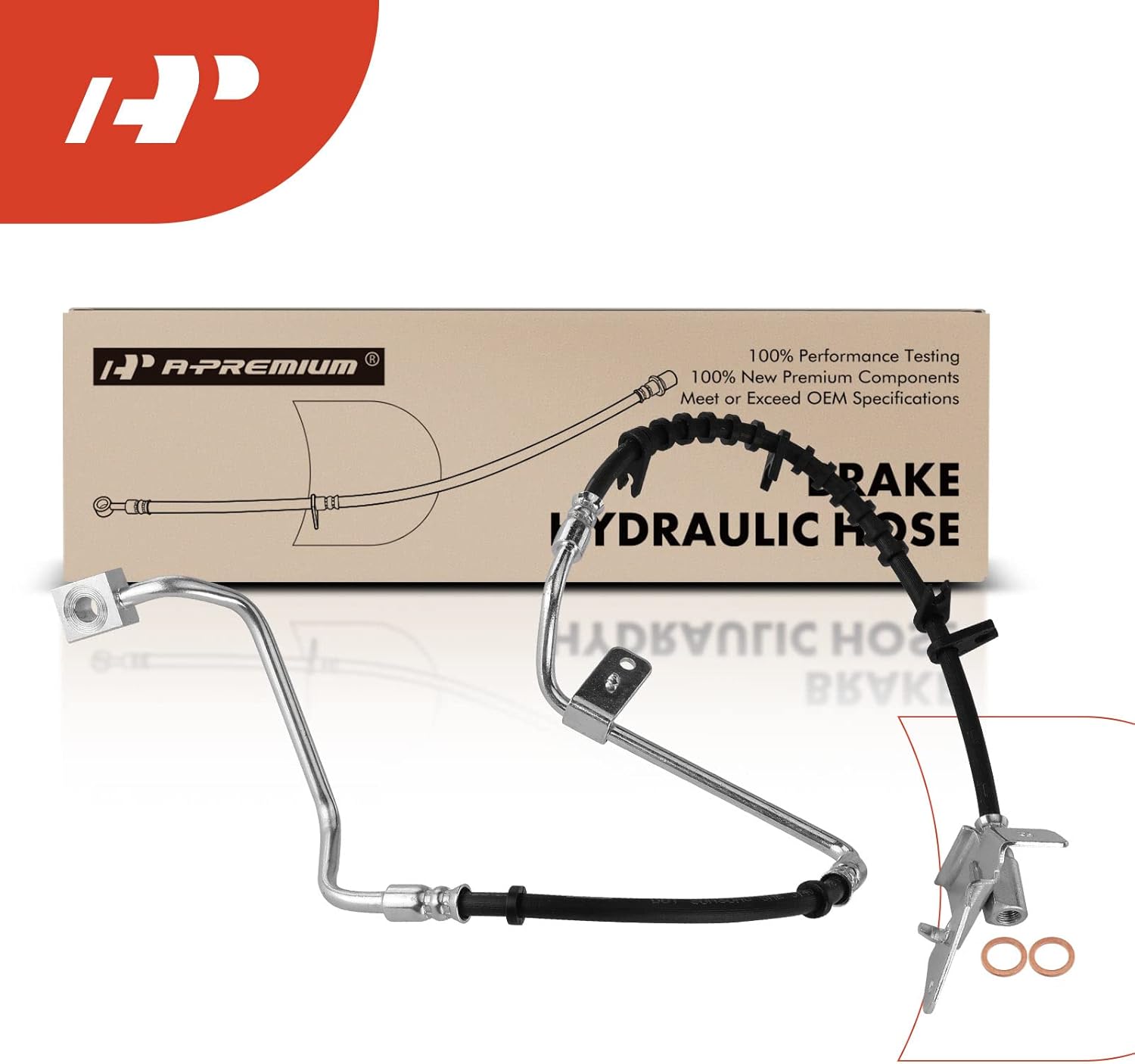 A-Premium Front Passenger Brake Hydraulic Hose Compatible with Select Jeep Models - Grand Cherokee WJ 1999 2000 2001 2002 2003 2004 - Replace# 52128092AB