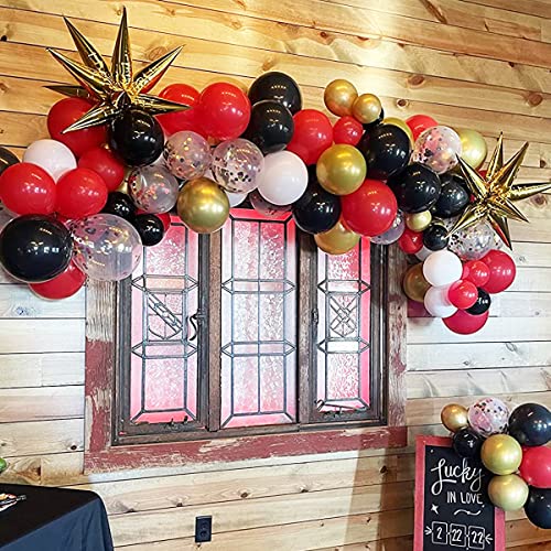 Image of Red Black Gold Balloon Garland Arch Kit - 121PCS Red Gold Balloons Red and Black Balloons for Anniversary Casino Poker Birthday Wedding Engagement Graduation Christms Party Decorations