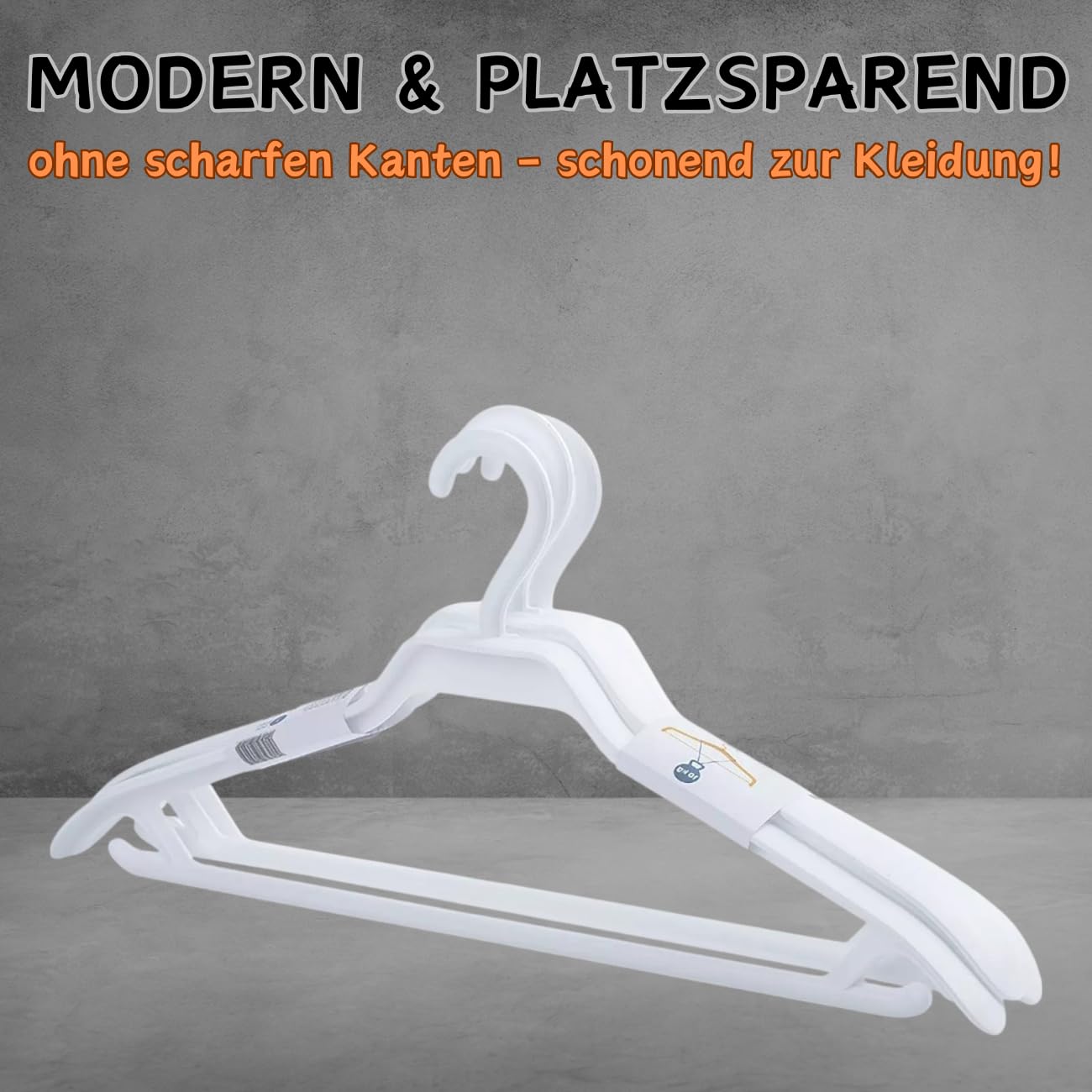 30er Set Kleiderbügel, Weiß, extra stabil für schwere Kleidungsstücke, robust, Haken, breite Auflagefläche, Kunststoff, für Jacken, Mäntel, Hosen, Krawatten, Hemden