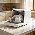 IAGREEA Portable Countertop Dishwasher, 7 Washing Programs Compact Mini Dishwasher, No Hook Needed, Anti-Leakage, Fruit & Vegetable Soaking, For 4 Sets of Tableware