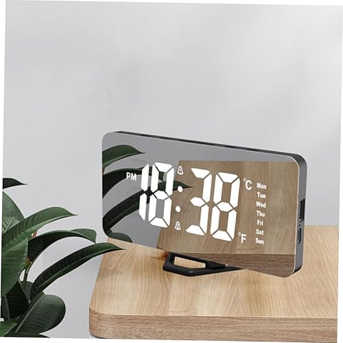 Miniatura 5 de Clock Rose Gold Desk Alarm Escritorio para Electronic Desk Mirror Wall Decor Reloj De Pared Digital Mirror Trim Smart Mirror Charge Abs Plastic Girl