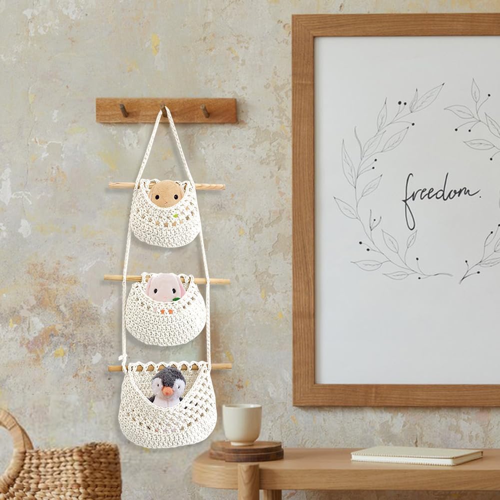 Gohytal Hängender Organizer, Wandorganizer Hängeaufbewahrung, Bad Organizer Hängend, Boho Hängeaufbewahrung, Wand Hängetasche Aufbewahrungstasche Hängeorganizer Tür Für Kinderzimmer