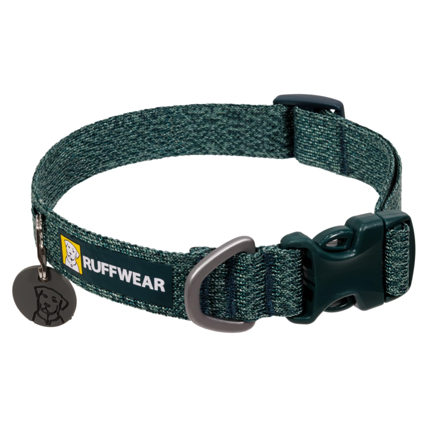 Ruffwear Front Range Flex Collare per cani, ultra leggero e morbido, comodo e resistente, taglia regolabile in maglia ingegnerizzata con anello a V in alluminio per guinzaglio, verde acqua scuro