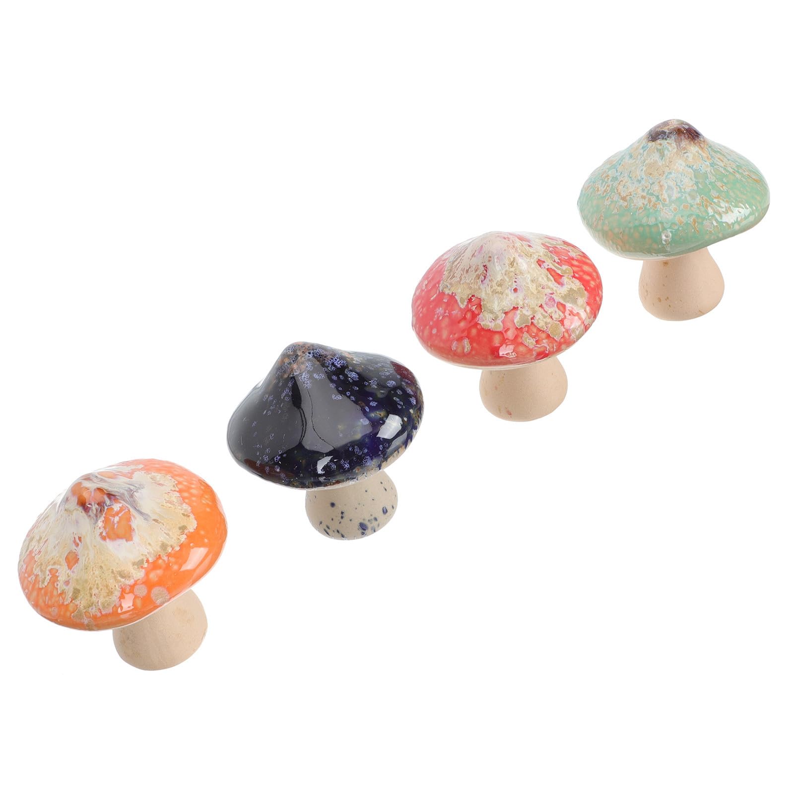 Adornos de cerámica FRCOLOR: 4 hongos esmaltados resistentes para decorar su jardín