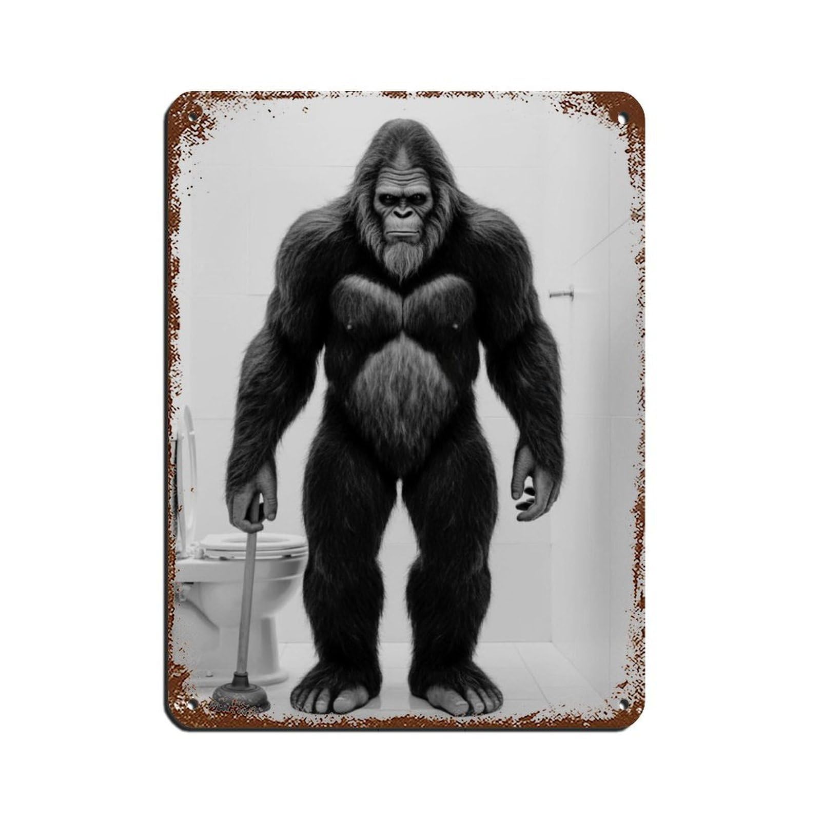 Bigfoot IBigfoot Sasquatch Bathroom Art Tin Sign Vintage Metal Pub Club Cafe Bar Home Wall Art Decoration Poster Retro 12x16inch(30x40cm)