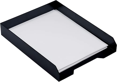 Miniatura 3 de JAM PAPER Bandejas de papel apilables color negro bandeja organizadora de documentos de escritorio cartas archivos se vende individualmente