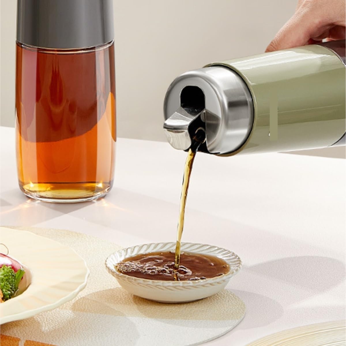 Aceitero Aceitera y Vinagrera Botella De Aceite De Vidrio For Cocina, Aceite For El Hogar, Vinagre, Condimento, Juego De 3 Piezas Aceiteras para Cocina