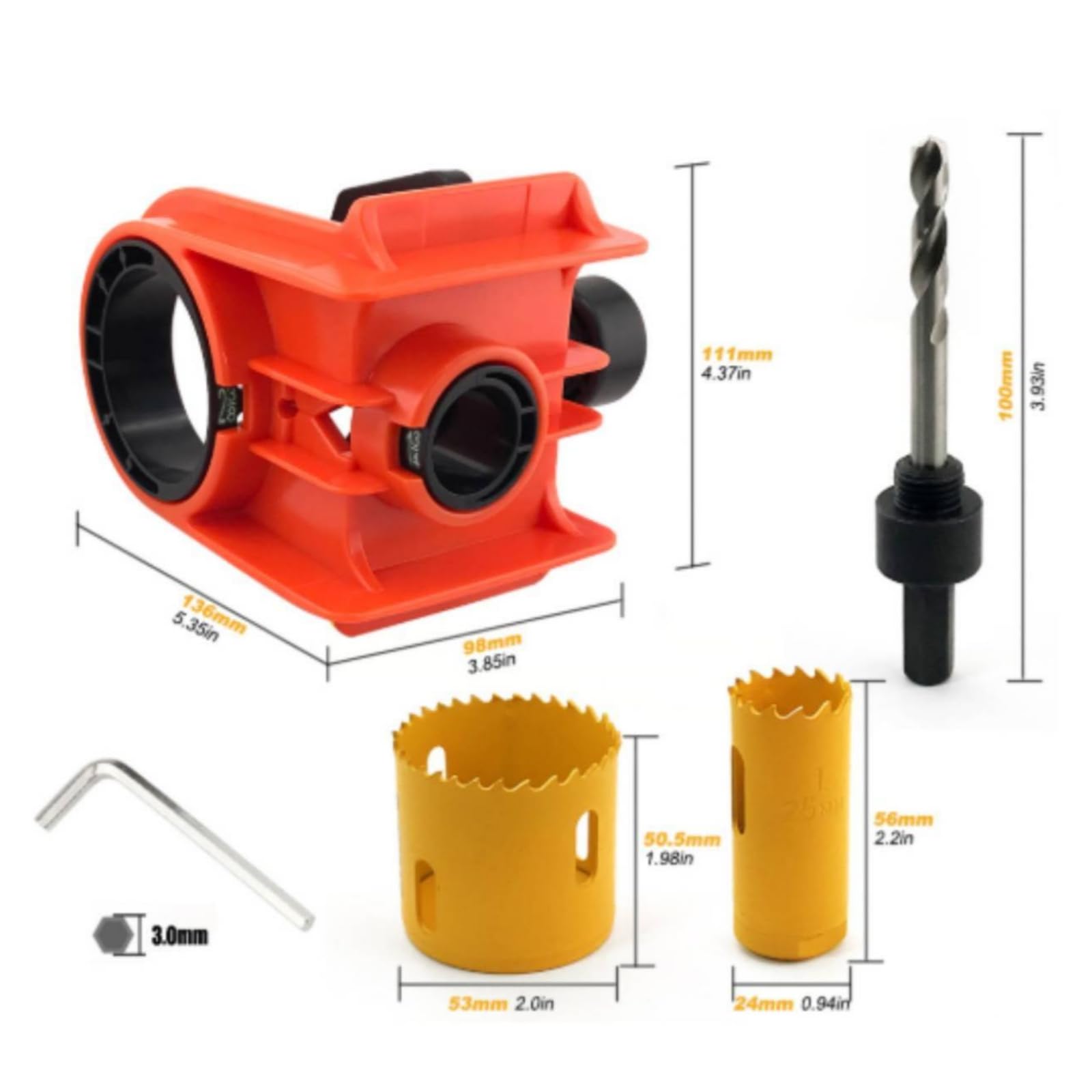 per Apertura Serratura | Professionale, Kit per Installazione Serratura con Seghe a, Regolabile, Attrezzo, Ristrutturazione Casa, Arancione