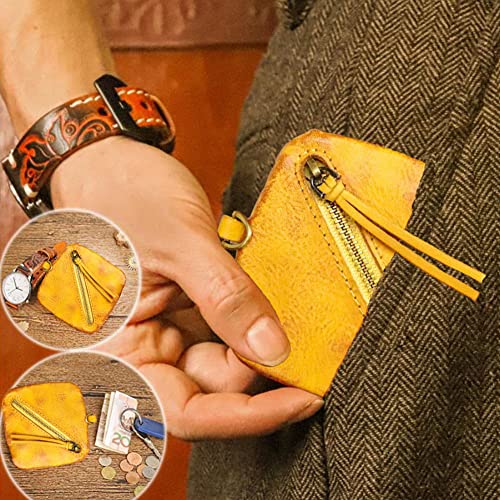 XXHong Leather Mini Vintage Purse Brown Coin Purse Leather Zipper Change Purse Personality Coin Purse For Men and Women3