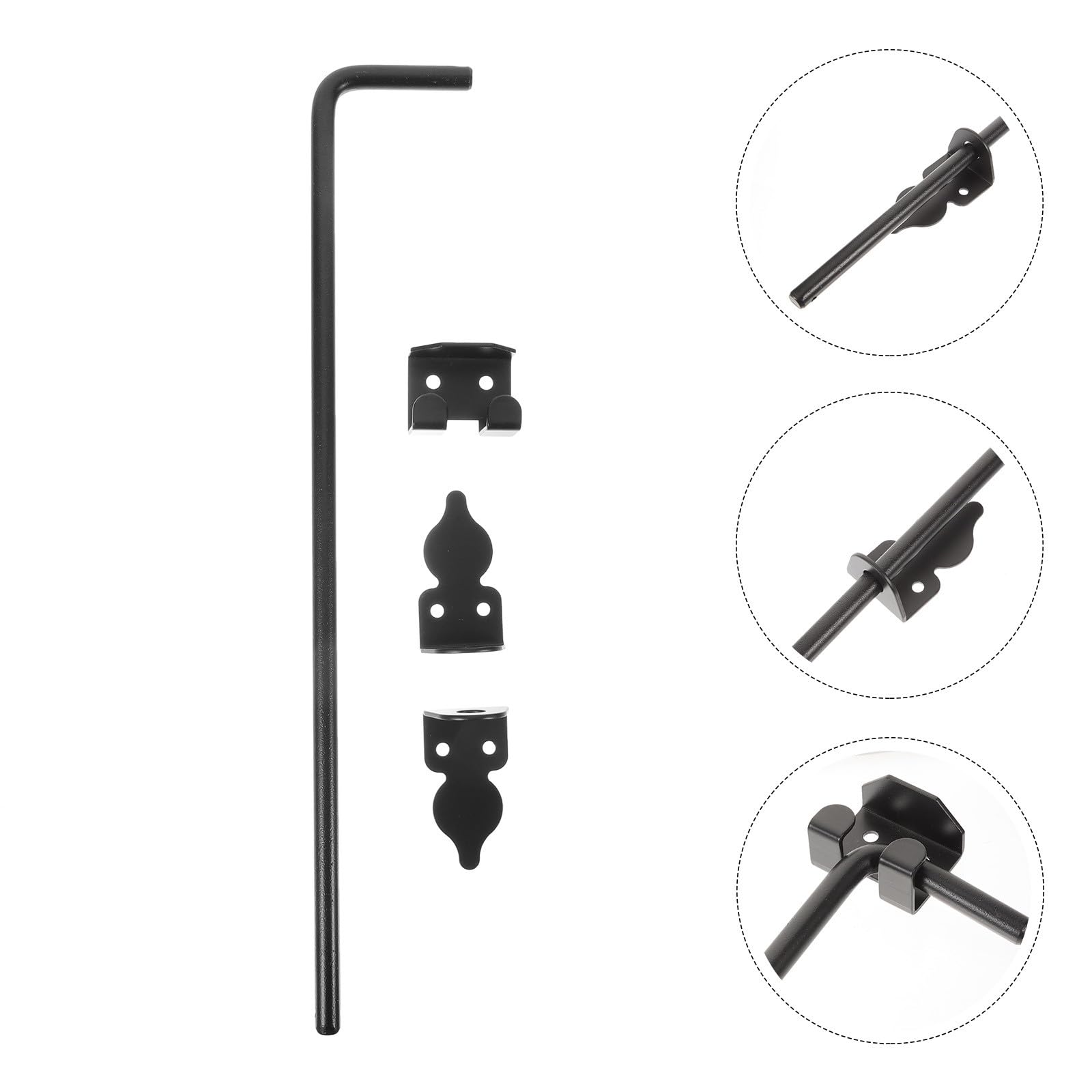 Sewroro Loquet De Portail En Fer Noir Anti-rouille 45 Cm, Tige De Verrouillage Solide Pour Porte Coulissante Extérieure, Barre De Sécurité Pour Porte-fenêtre, Installation Facile, Usage Résidentiel