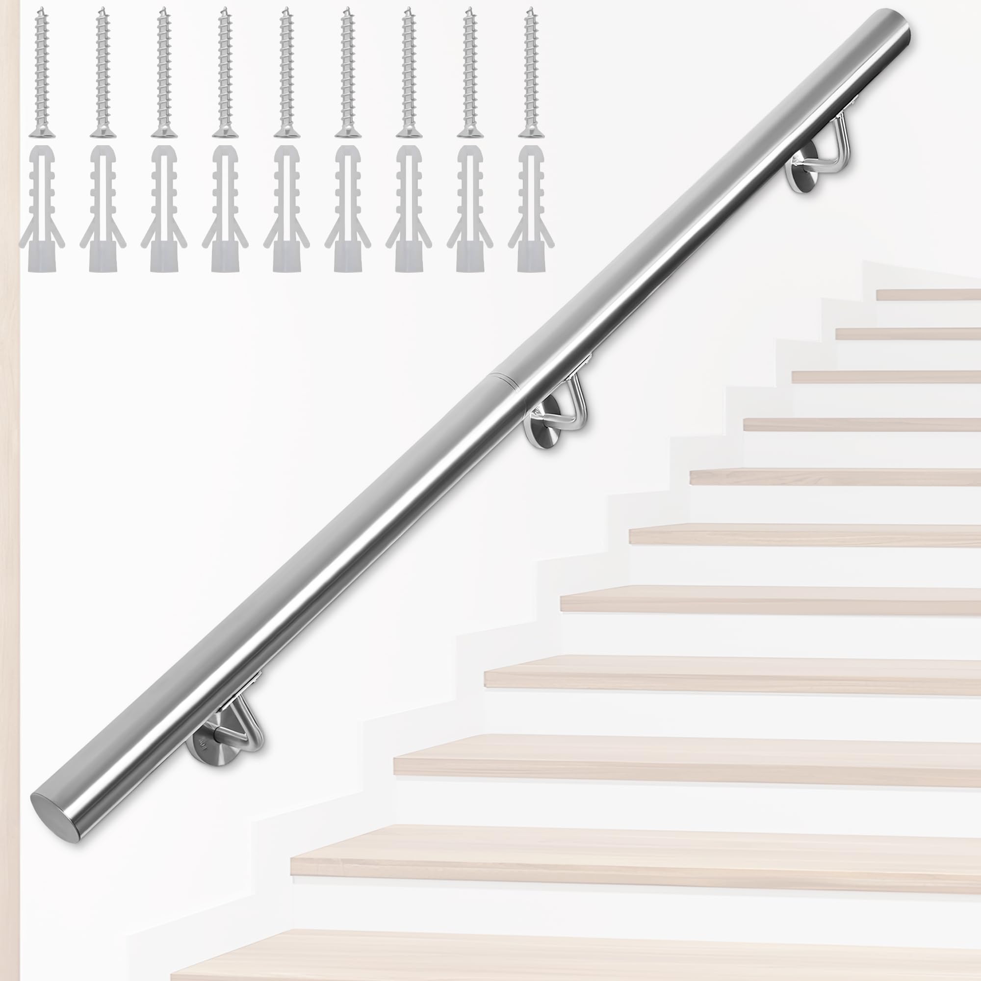 Edelstahl-Handlauf, 200CM Treppengeländer mit 42 mm Durchmesser