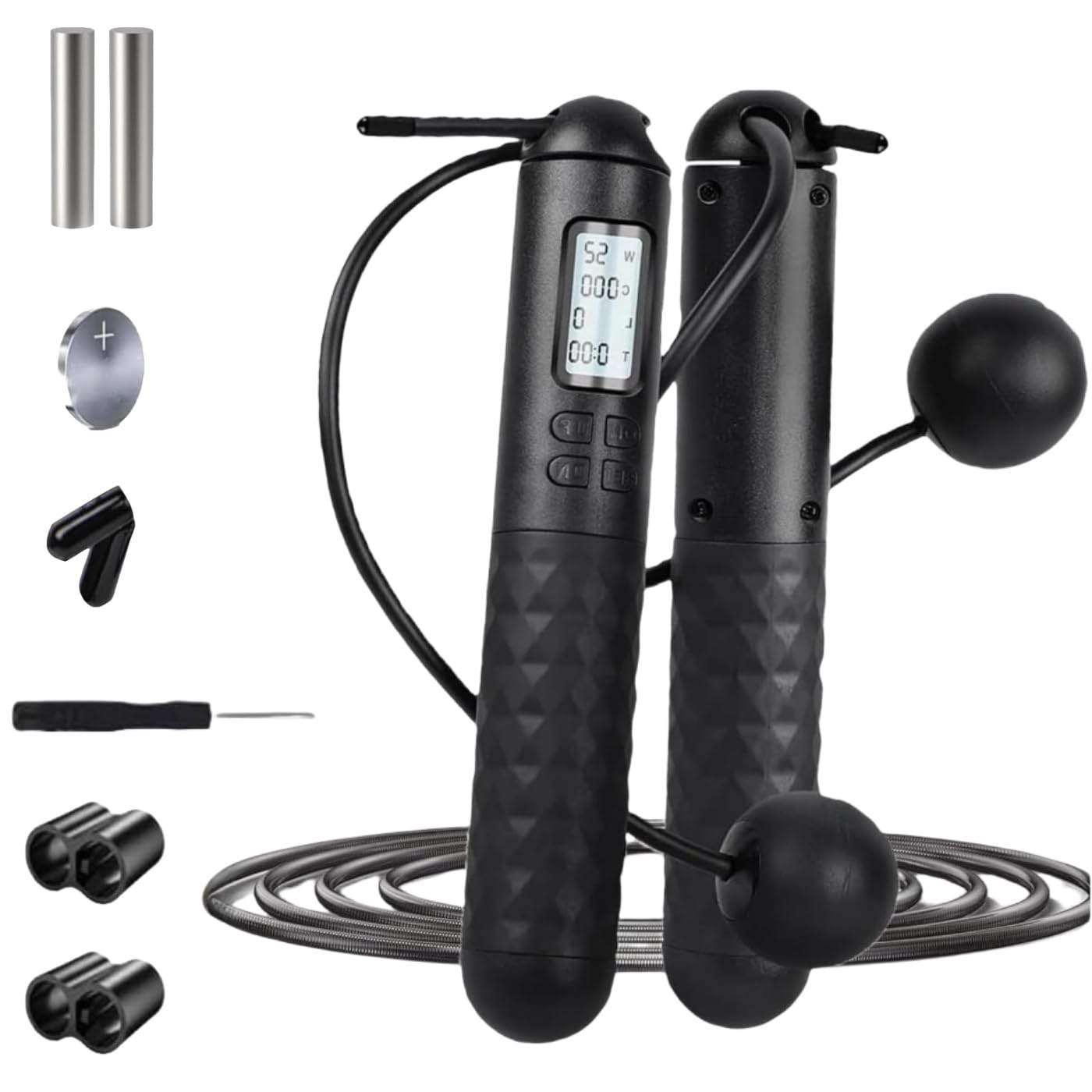 Jump Rope, Weighted Jump Rope for Fitness, Skipping Rope with Counter - Heavy Handles,Adjustable Digital Counting for Women,Men, Adults, Kids