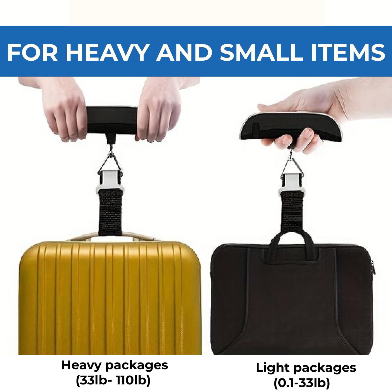 Luggage Scale, Digital Portable Handheld Suitcase, Travel Hanging Baggage with Backlit LCD Display, 50kg/110Pounds 2