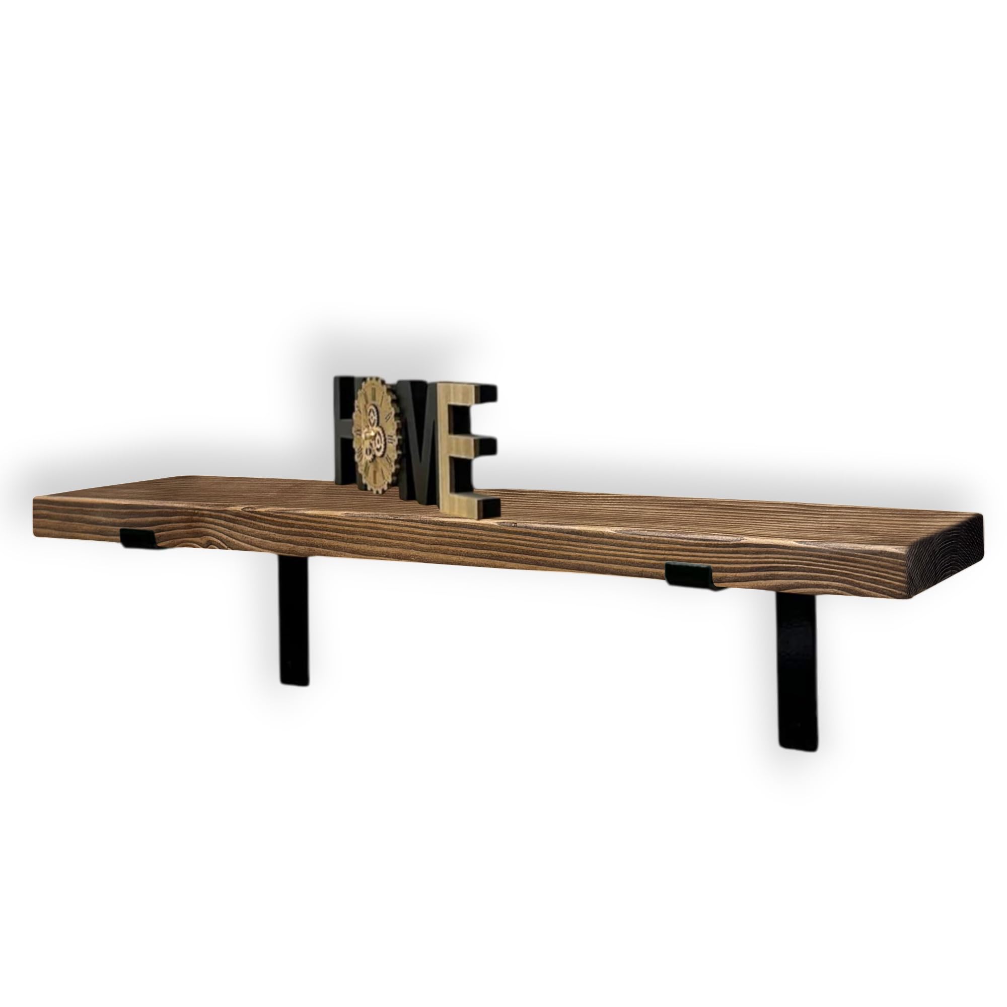 MKGT Rustic Shelf | Handcrafted Industrial Scaffold Wooden Shelves, Ideal for Kitchen, Room Wall Mounted (Walnut, 130cm (1.3m) ~ 51.2)