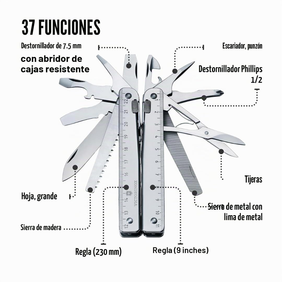 Victorinox Swisstool X Plus, Navaja multiusos suiza en funda de cuero