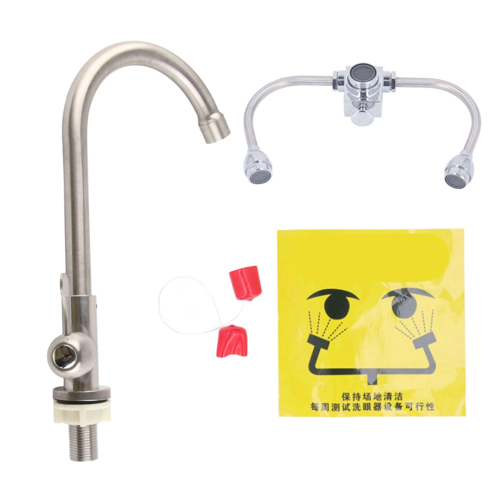 Srliya Kit de rinçage oculaire d'urgence, station de lavage des yeux montée sur le robinet, kit de lavage d'urgence à double usage avec filtre pour laboratoire, industrie, maison, G1/2