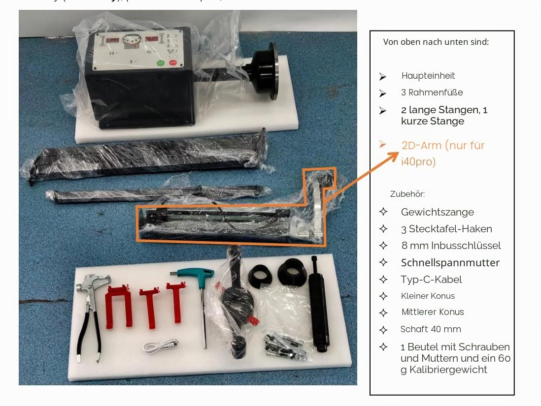 Tragbare Radwuchtmaschine I40 PRO für Heimwerkstatt, Auswuchtmaschine halbautomatisch,Garage, Reifenwuchtmaschine mit USB-Typ-C-Anschluss (5 V/1 A), Kleiner und Leichter