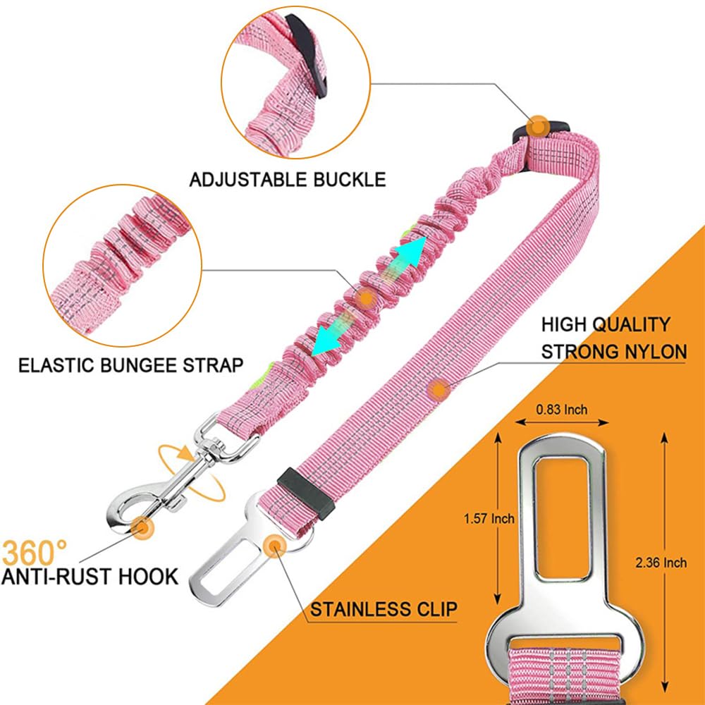Laisse Élastique Réglable Ceinture Sécurité Voiture Chien Harnais Ajustable Protection Automobile Animaux Compagnie Nylon Résistant Boucle Robuste