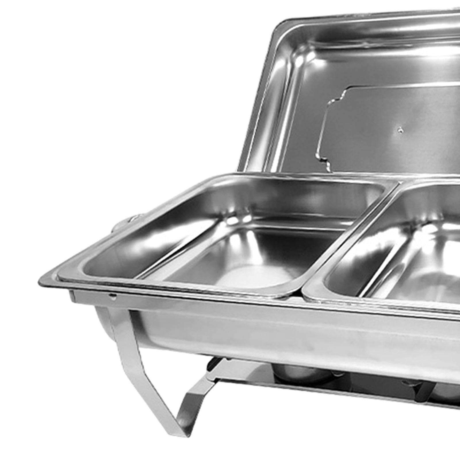 Buffet Calentador de Alimentos Bandeja para Servir Chafing Dish Rectangular de Acero Inoxidable Extraíble con Soporte para Bodas Fiestas Reu, Doble Rejilla, Individual