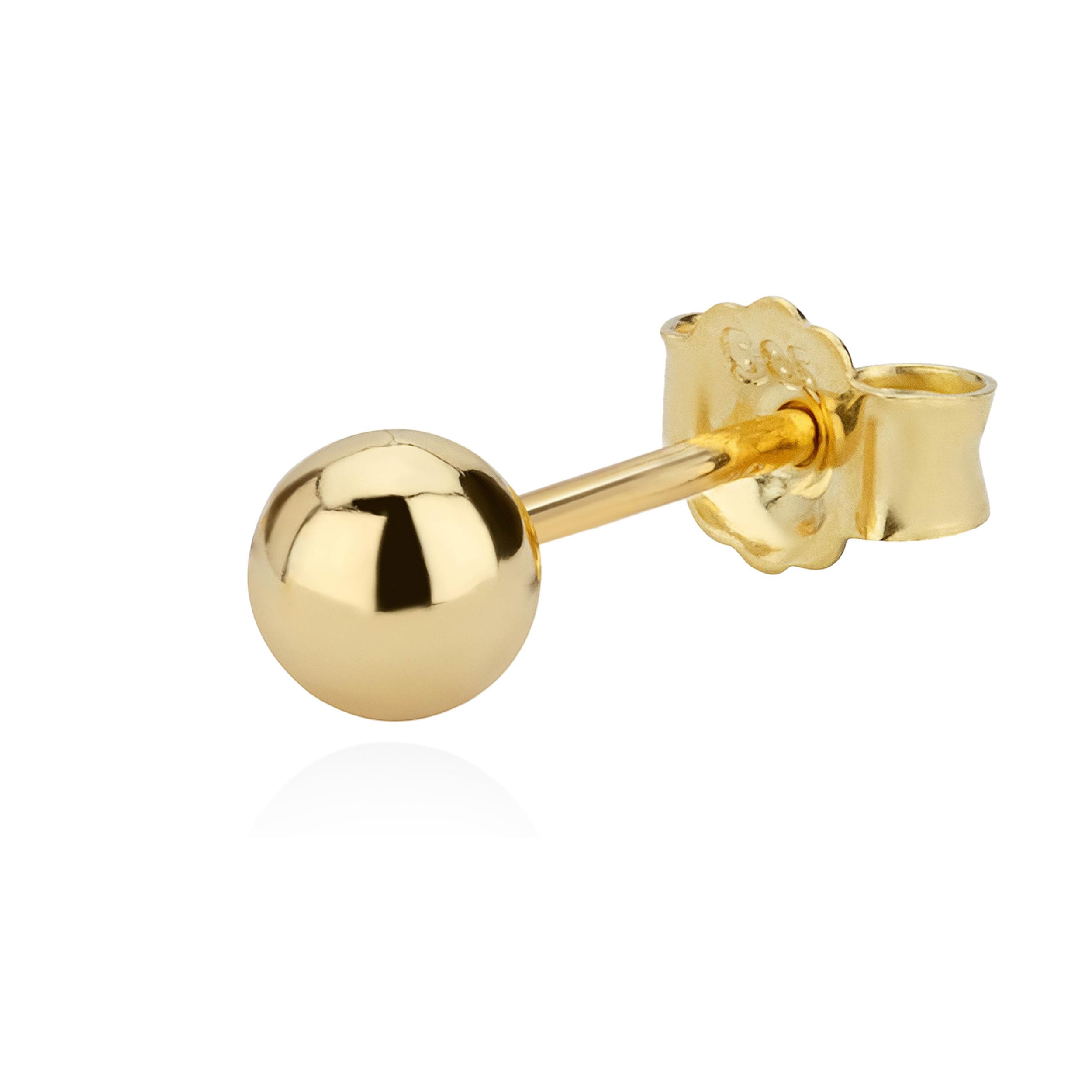 NKlaus Ohrstecker aus 585 Gelbgold in Kugelform, Ø 3–6mm, einzeln, 1 Stück