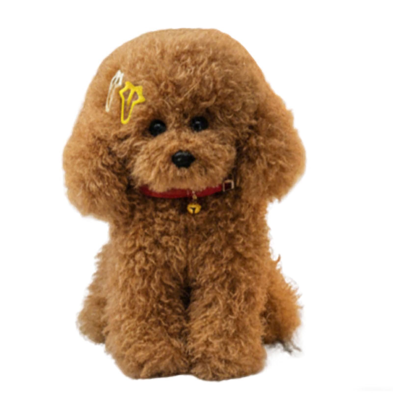 Poodle Plush, Realistic Fluffy Dog Stuffed Animal Cute Lifelike Puppy for Kids Girls Home Decor and Birthday Gifts(Brown,30cm/11.8in)