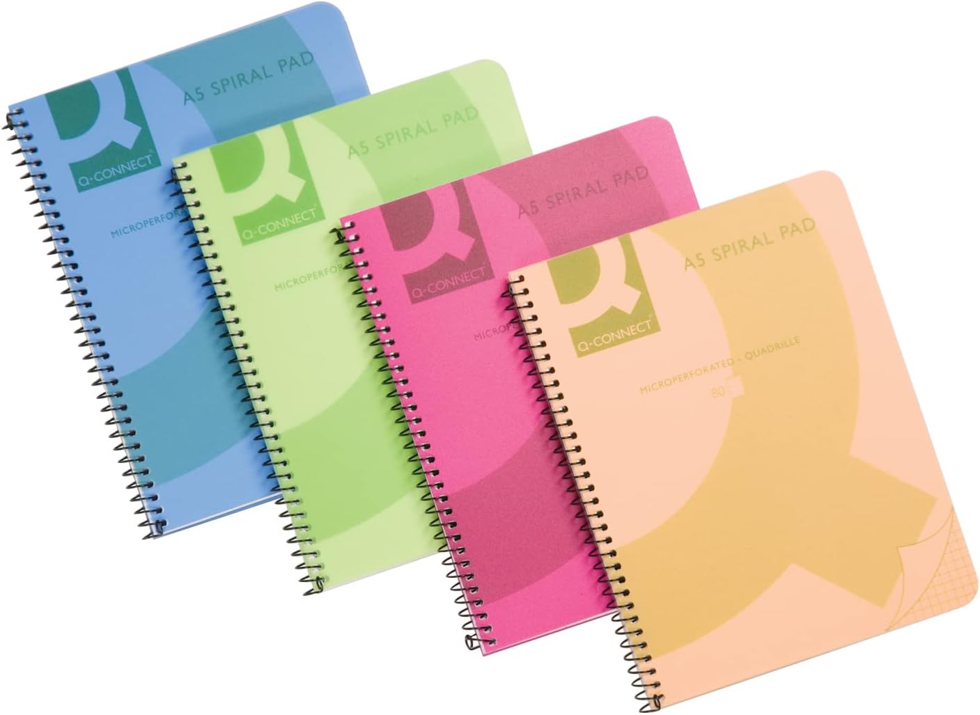 Q-Connect Spiral Bound Polypropylene Notebook 160 Single Pages, A4, Blue, Pack of 5