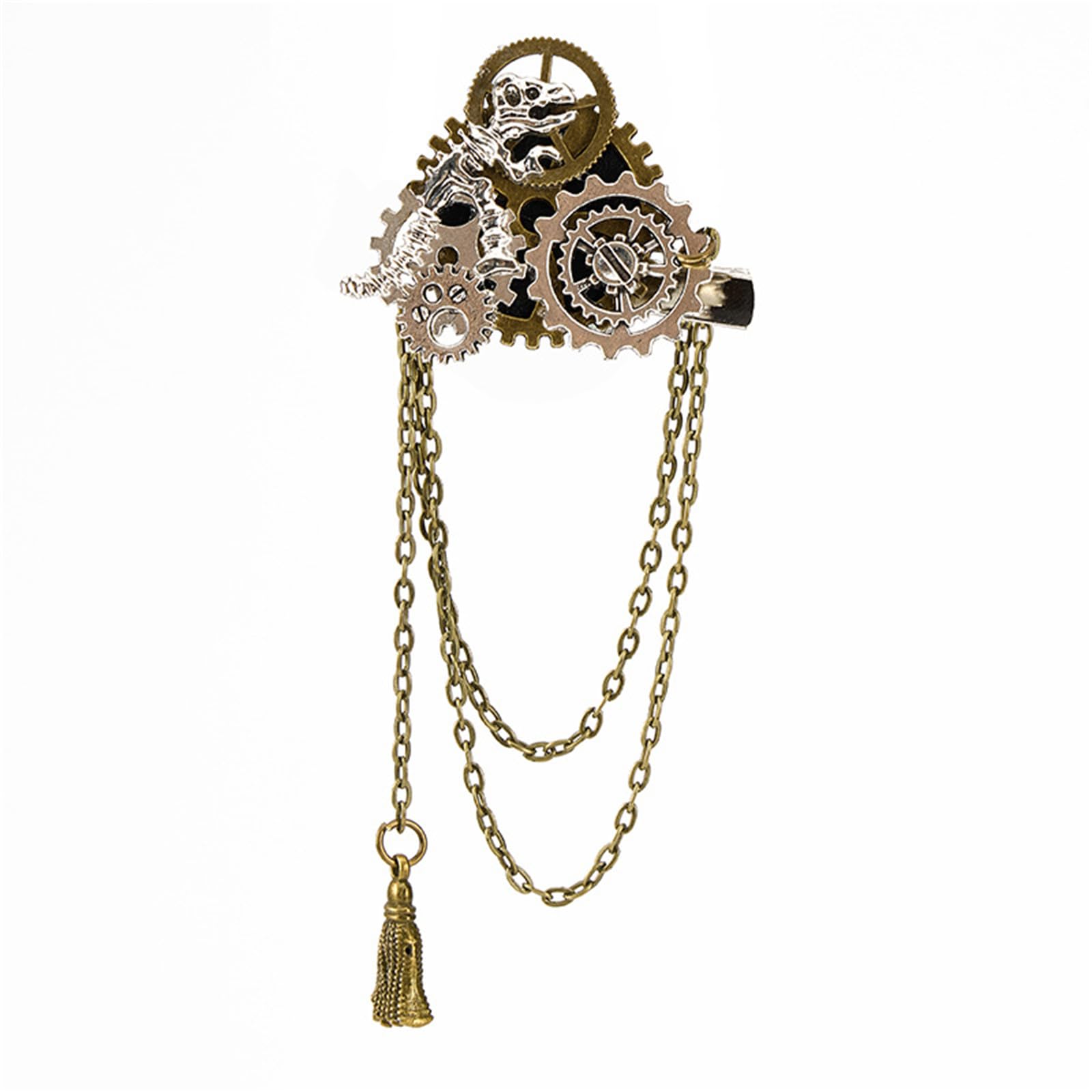 MICFENY Punk Gear Design Hairpin Fringed Brooch Pin Strong Hold Barrettes For Women Teens Roleplay Event Dressingup Headpiece