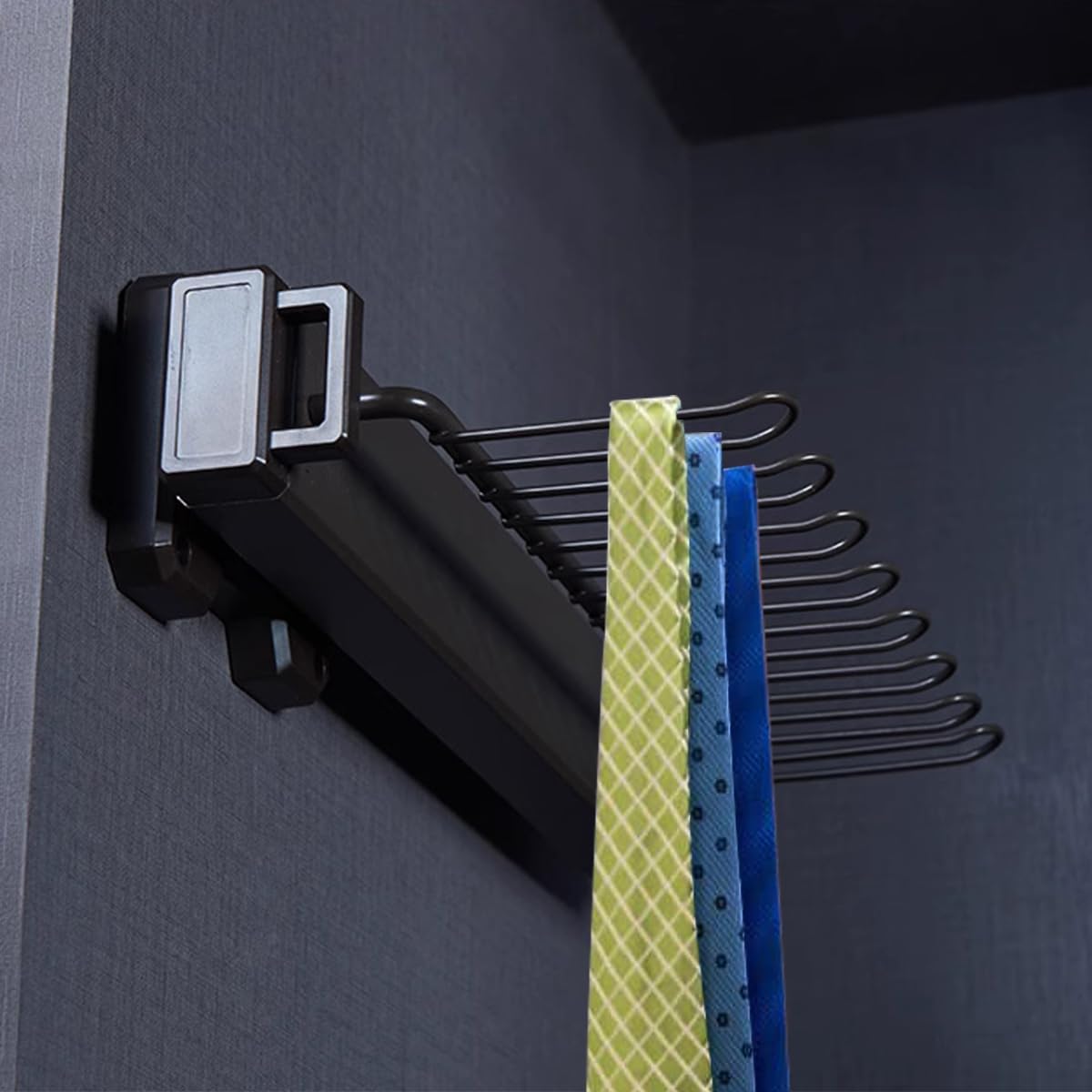 Marrone,40x15cm, Portacravatte Scorrevole, Appendiabiti per 8 Cravatte con Estrazione, Porta Cinture, Porta Foulard E Cinture per Armadio, Organizzatore da Montare Lateralmente