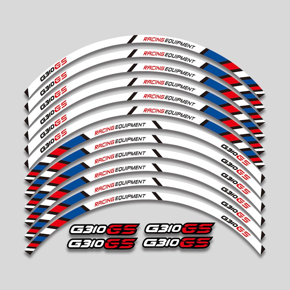 For BMW G310GS Motorcycles Accessories Thick Edge Outer Front and Rear Rim Wheel Protector Cover Reflective Decal Sticker Ornament Strip Tape (White,16)