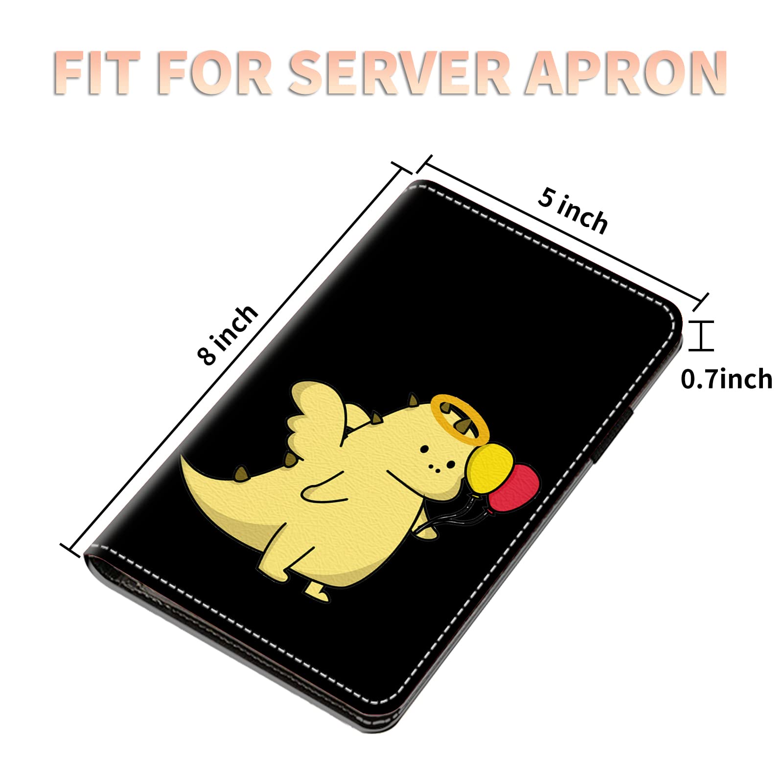 Server Books for Waitress Waiter with Zipper Pocket, Dinosaur Leather Server Pads Waitstaff Organizer Guest Check Presenters Server Wallet Money Holder Pouch Fit Apron