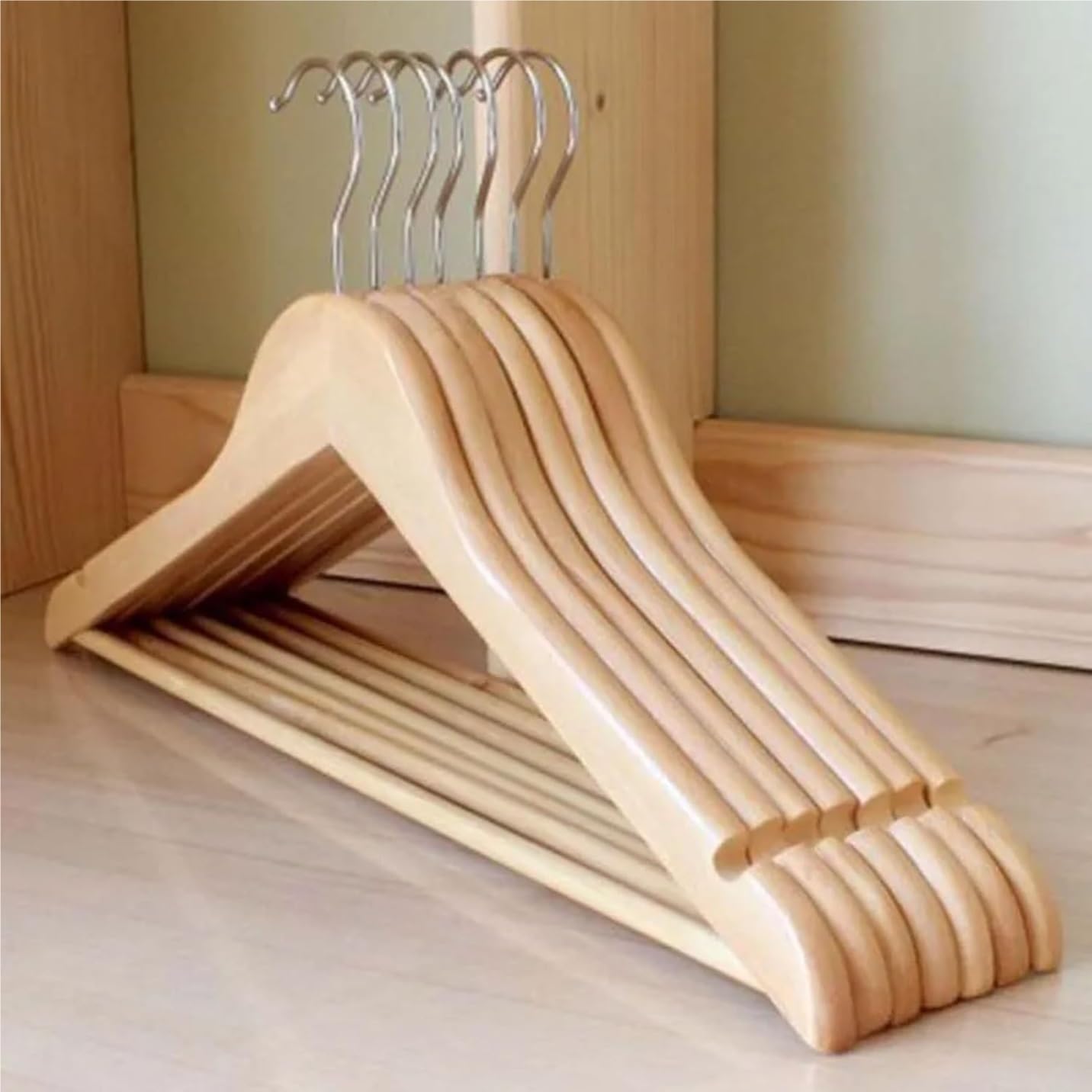 Perchas Perchas De Madera para Ropa, Estantes De Secado De Madera Antideslizantes para Traje, Camisa, Pantalones, Abrigo Perchas Ropa(10pcs)