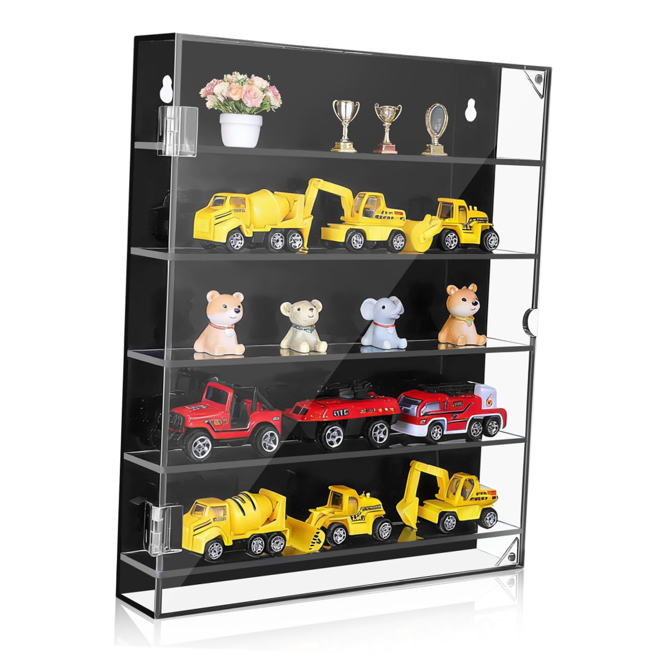 Toddmomy Acryl Spielzeugauto Display Vitrine aus Schwarz Stabilem Acryl Mehrschichtig und Transparent zur Tisch oder Wandmontage für Modellautos und Figuren