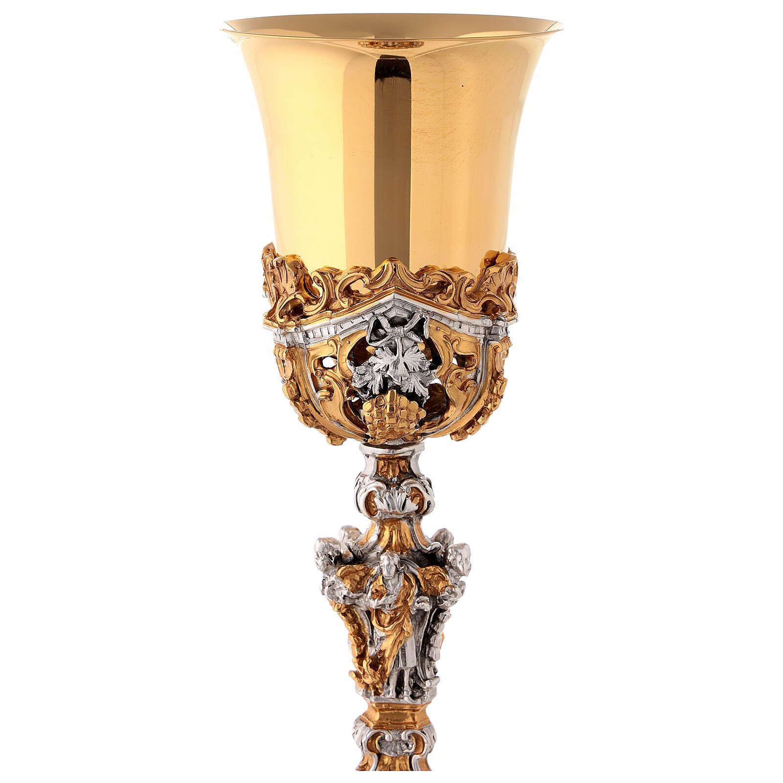 Holyart Calici Pissidi Patene metallo: Calice argento e Pisside dorata argentata natività, Calice