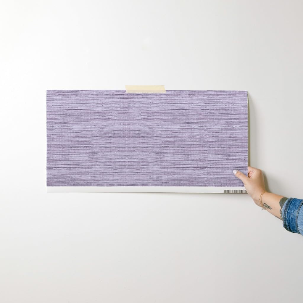 Removable Wallpaper Swatch - Soft Lavender Lilac Violet Grasscloth Look Faux Texture Custom Pre-Pasted Wallpaper by Spoonflower