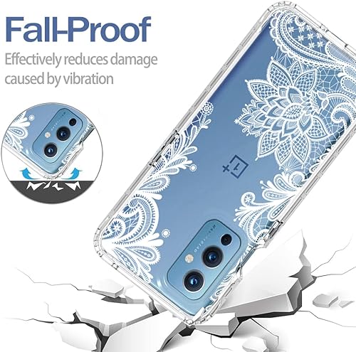 Miniatura 7 de Funda para OnePlus 9 5G LE2110 con protector de pantalla de vidrio templado, bonito patrón floral transparente, funda protectora de cuerpo completo