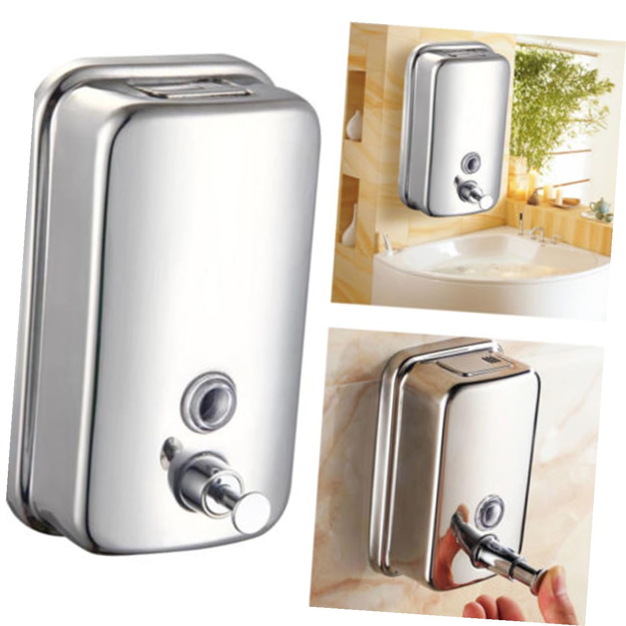 Baluue Dispensador de Jabón Líquido para Ducha de Acero Inoxidable 1000ml, Recargable y Diseño Montado en Pared, Adecuado para Hotel y Baño Público