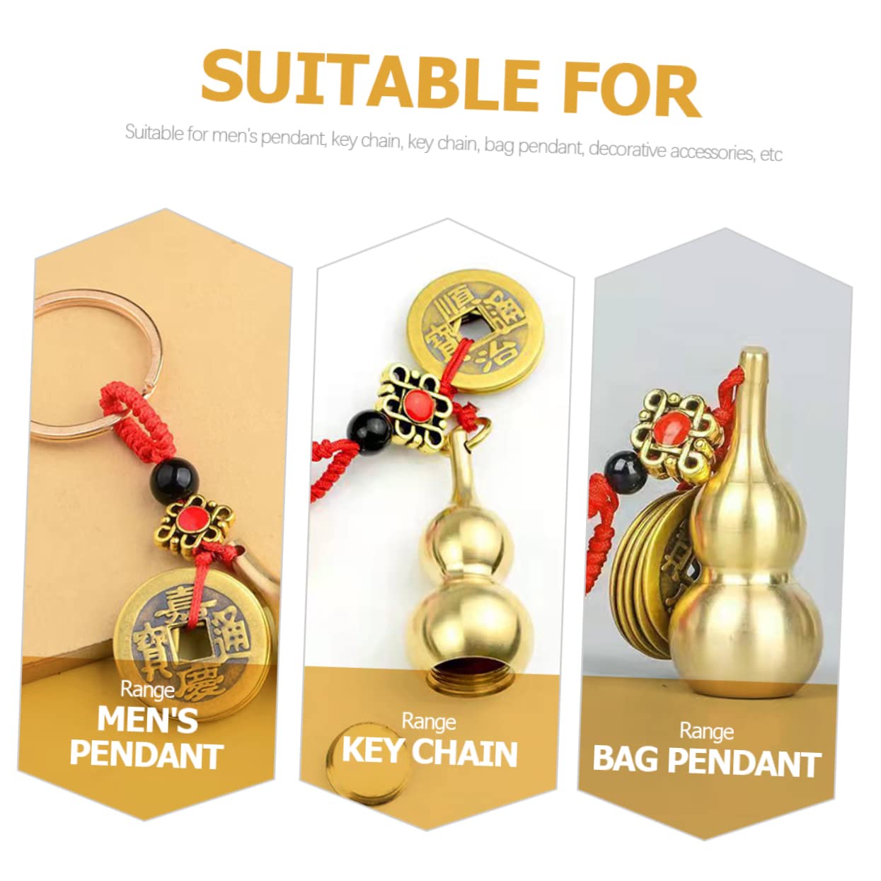 GOOHOCHY 4pcs Feng Shui Gourd Keychain with Fortune Wealth and Prosperity Charm Keychains for Good Luck and Success Ideal Feng Shui Car Home Office