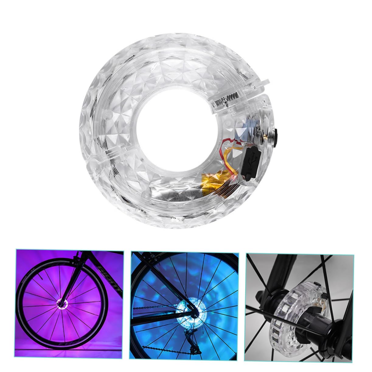 Toddmomy Lampes de Roue de Charge Bike Light lumière de Casque de vélo Cyclisme Scooter Fauteuil Chargement des Feux de vélo Lampe de vélo en Plastique Feux de Roue de vélo Blanche