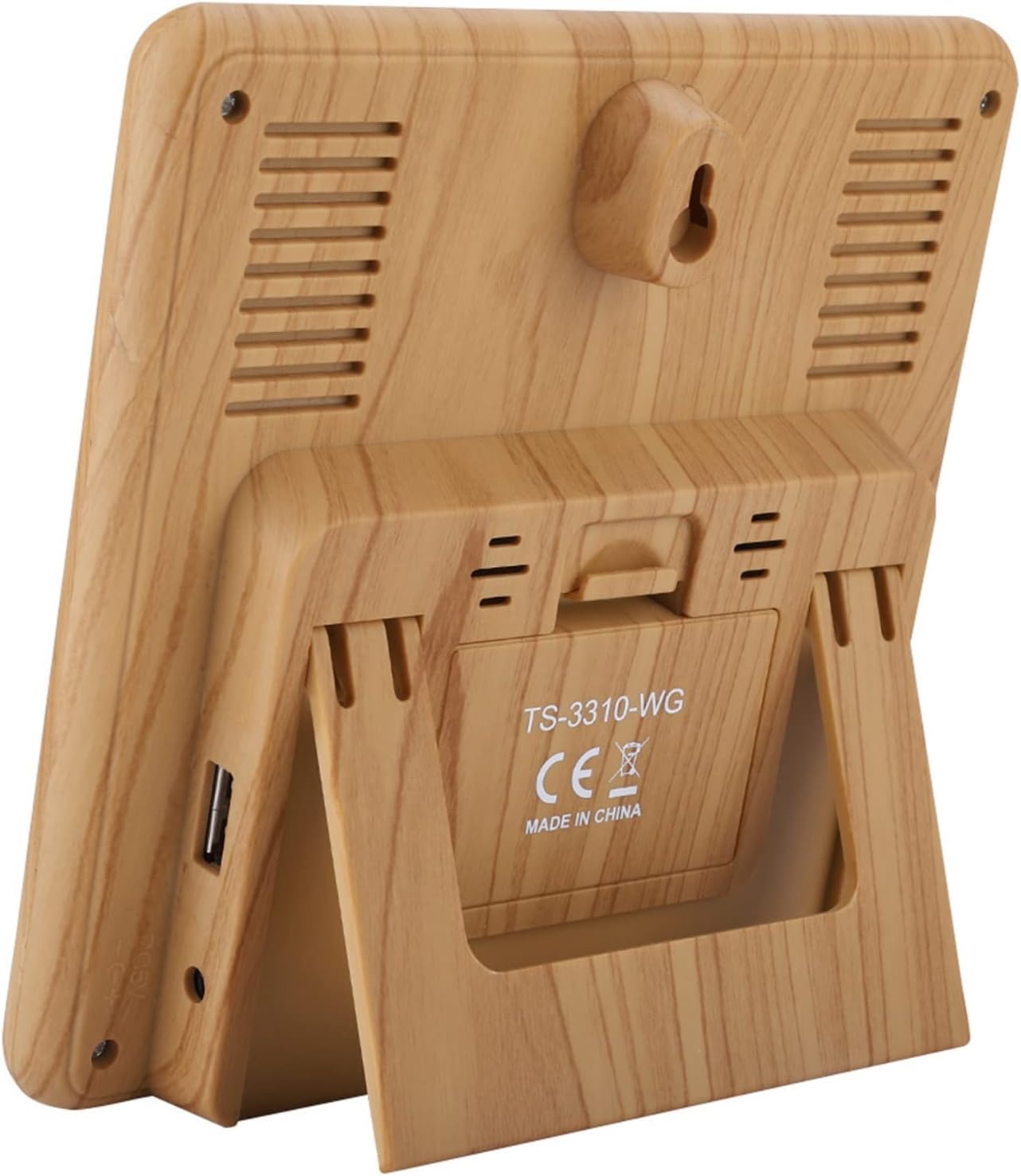 TS‑3310 Weather Clock with Multifunction Full Touch Screen (Wood Grain Color)
